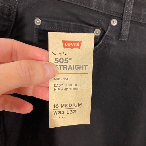 Levi’s 505 Straight Leg Mid Rise Jeans Black Size 33 - Picture 6 of 13